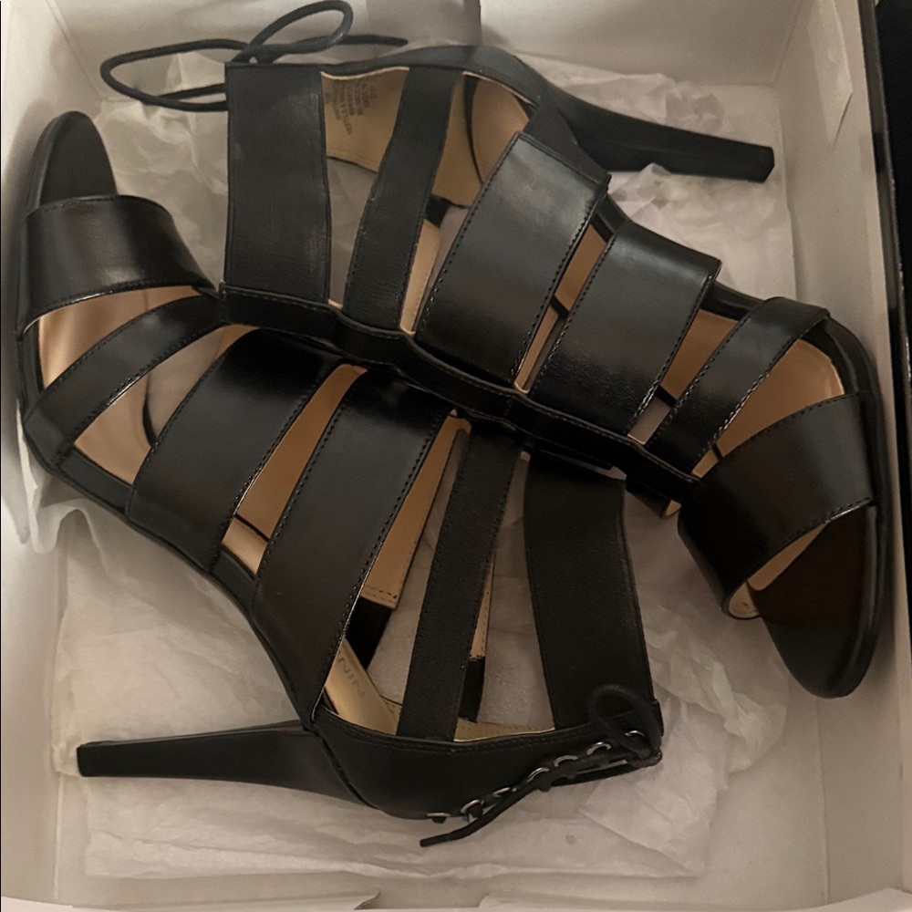 Nine West Black Strappy Heels